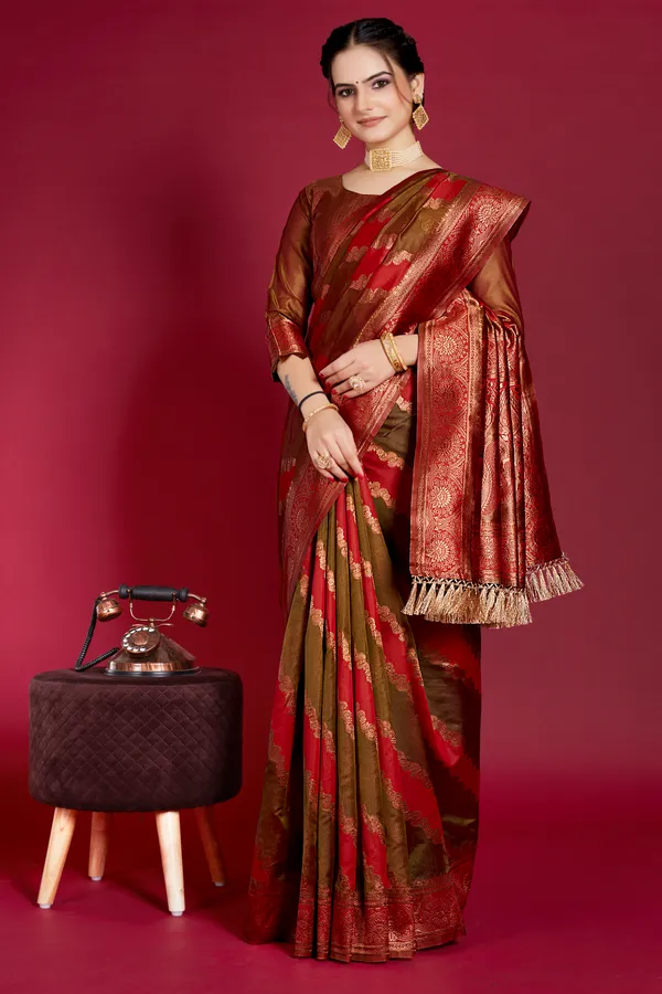 Organza_Saree_with_Blouse_Piece_|_Stylish_Saree_for_Women_Functions