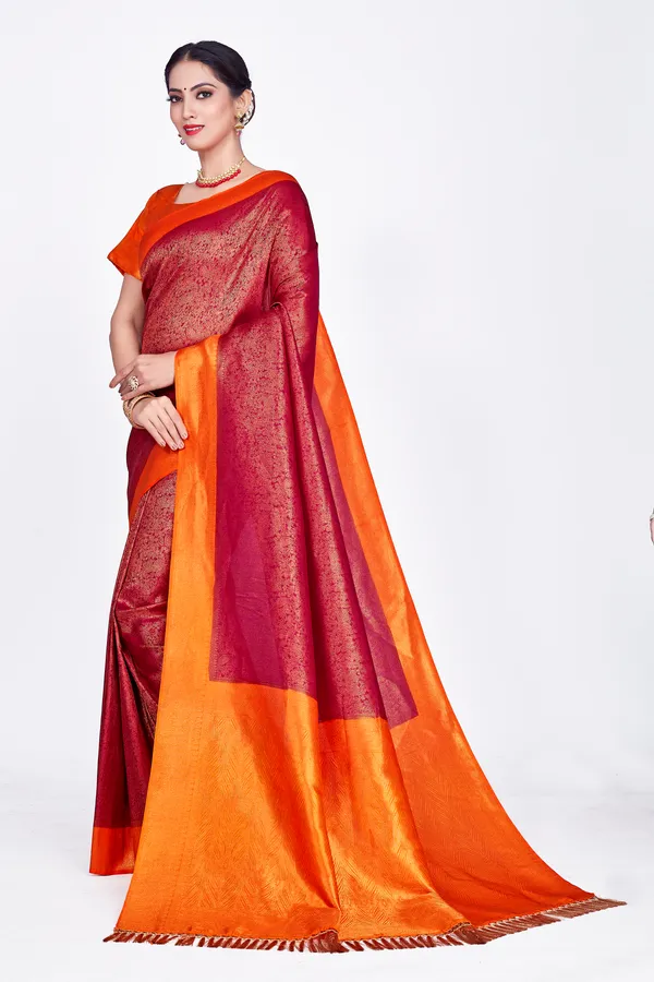 Red_Nylon_Softy_Saree_For_Women