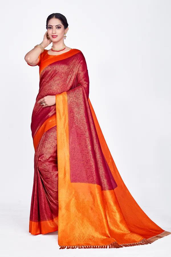 Red_Nylon_Softy_Saree_For_Women