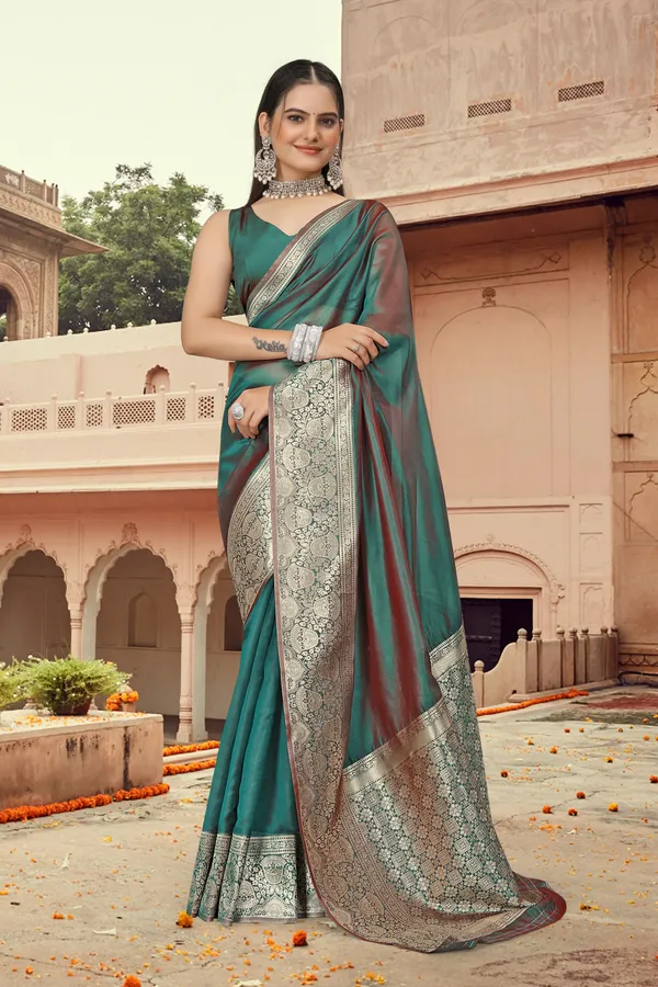 Women_Pure_Organza_Silk_Saree_|_Contrast_Silk_Border_&_Plain_Body_|_Zari_Woven_Party_Wear_with_Unstitched_Blouse