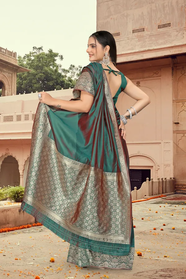 Women_Pure_Organza_Silk_Saree_|_Contrast_Silk_Border_&_Plain_Body_|_Zari_Woven_Party_Wear_with_Unstitched_Blouse
