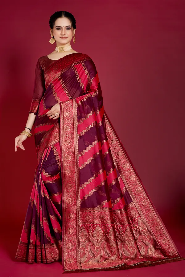 Organza_Saree_with_Blouse_Piece_|_Stylish_Saree_for_Women_Functions