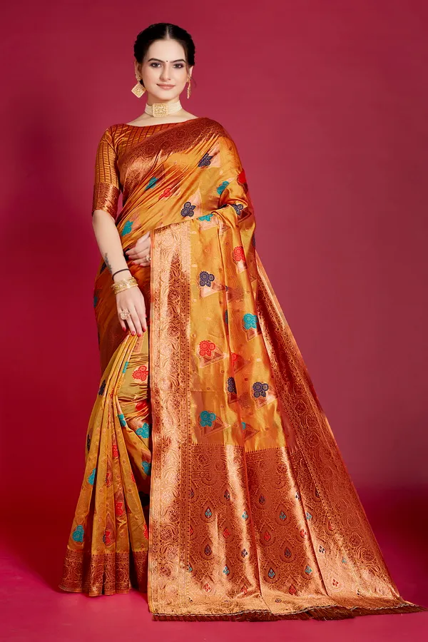 Orange_Organza_Saree_For_Women