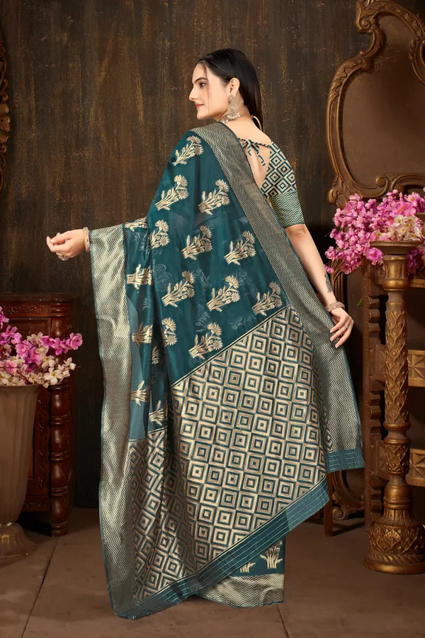 Green_Organza_Saree_For_Women