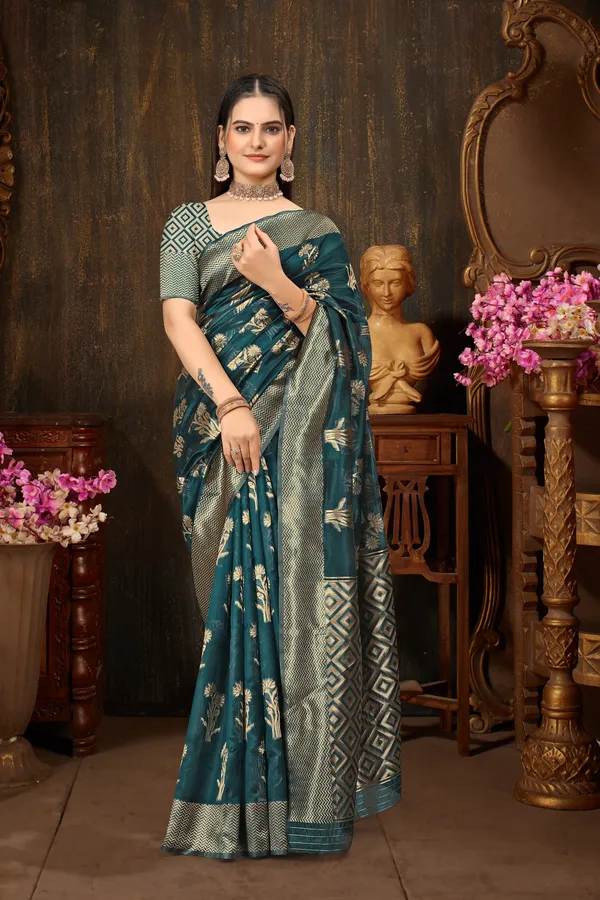 Green_Organza_Saree_For_Women