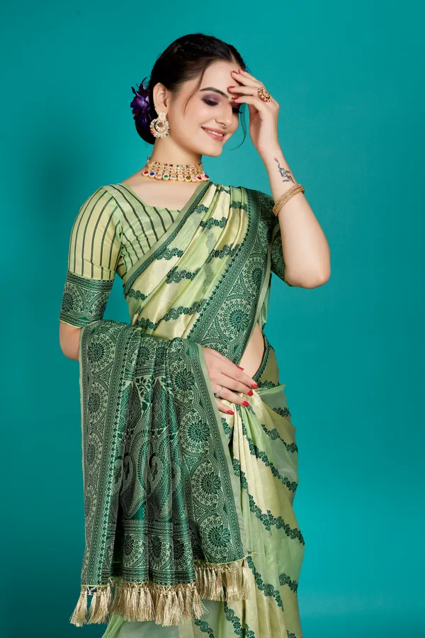 Organza_Saree_with_Blouse_Piece_|_Stylish_Saree_for_Women_Functions