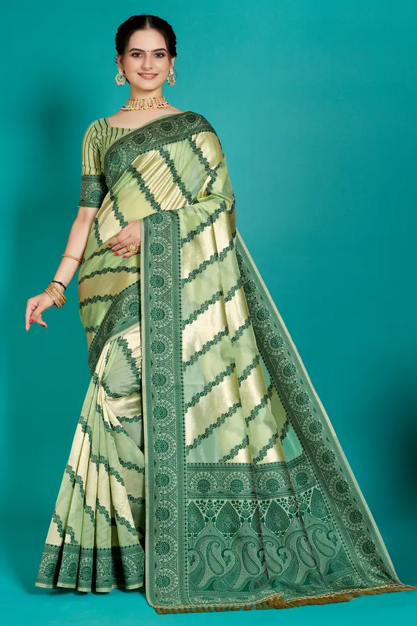 Organza_Saree_with_Blouse_Piece_|_Stylish_Saree_for_Women_Functions