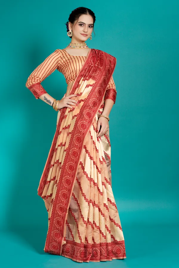 Organza_Saree_with_Blouse_Piece_|_Stylish_Saree_for_Women_Functions