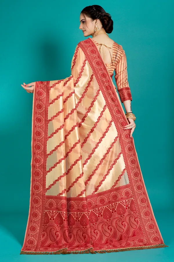 Organza_Saree_with_Blouse_Piece_|_Stylish_Saree_for_Women_Functions