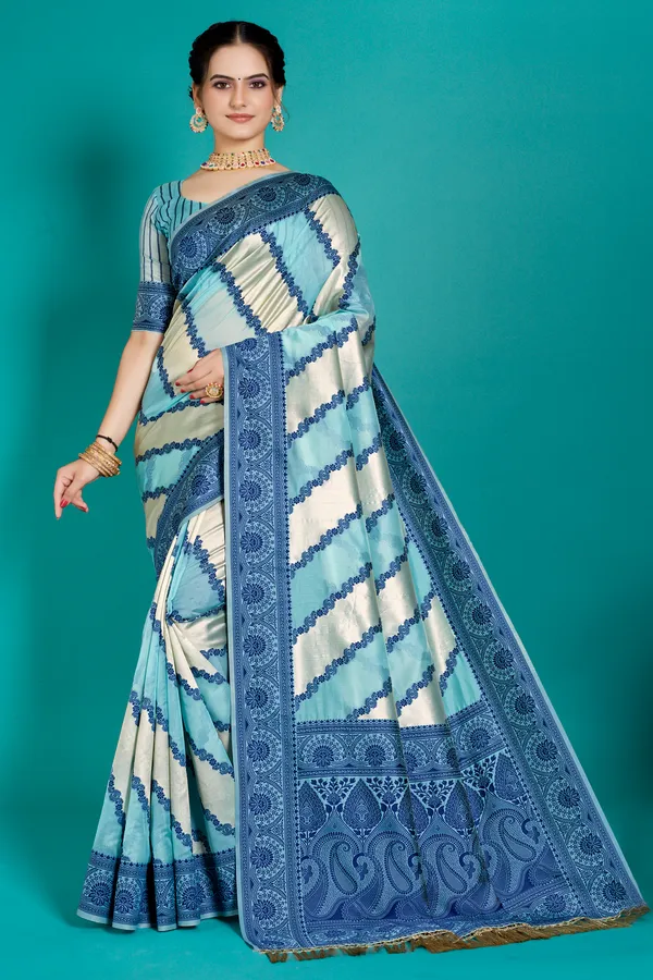 Organza_Saree_with_Blouse_Piece_|_Stylish_Saree_for_Women_Functions