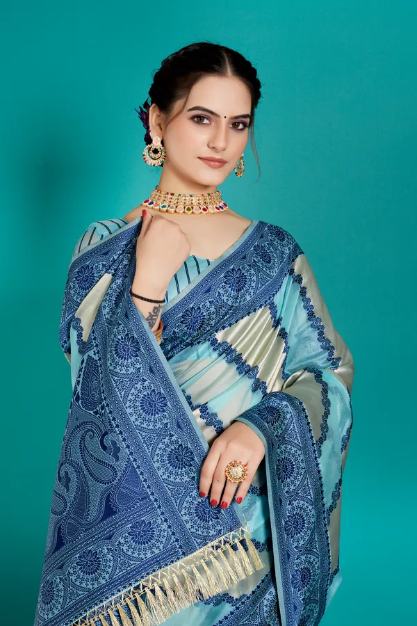 Organza_Saree_with_Blouse_Piece_|_Stylish_Saree_for_Women_Functions