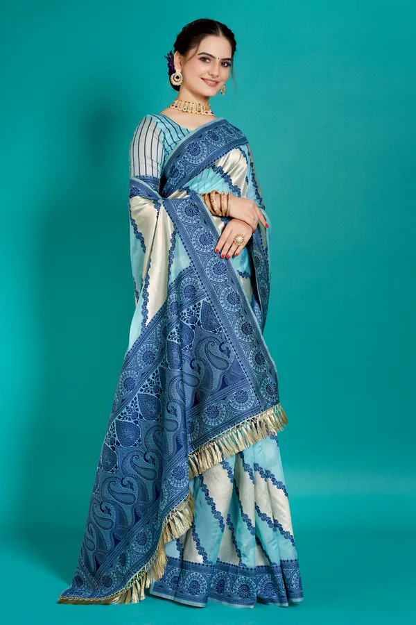 Organza_Saree_with_Blouse_Piece_|_Stylish_Saree_for_Women_Functions