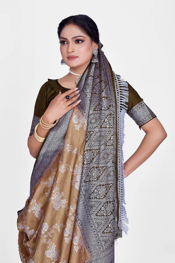 crystal_silk_Chickoo_Saree_For_Women