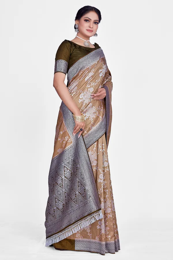 crystal_silk_Chickoo_Saree_For_Women