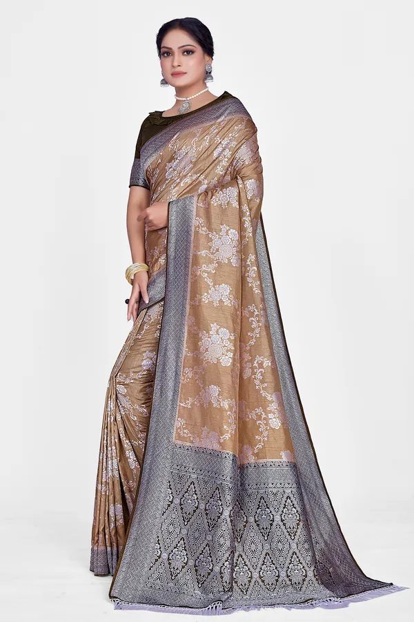 crystal_silk_Chickoo_Saree_For_Women