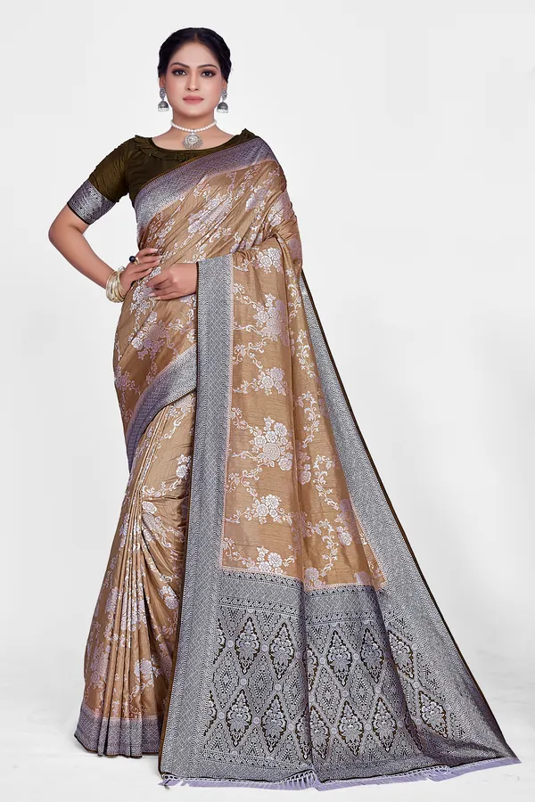 crystal_silk_Chickoo_Saree_For_Women