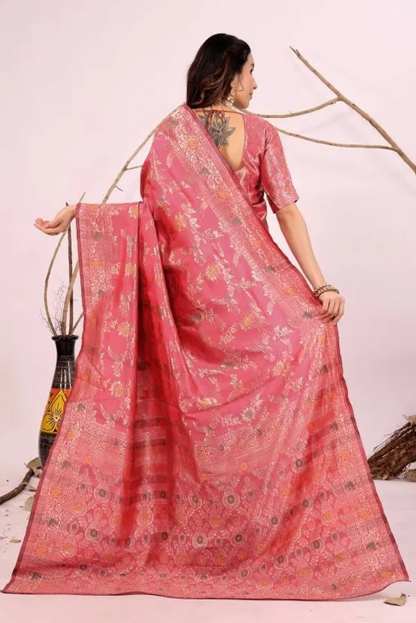 Pure_Dola_Silk_Banarasi_Saree_with_Rose_Motifs,_Zari_Weaving,_and_Piping_Lace_Borders_with_unstitched_Brocade_design_blouse_piece