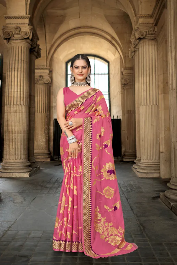 Pink_Organza_Saree_For_Women