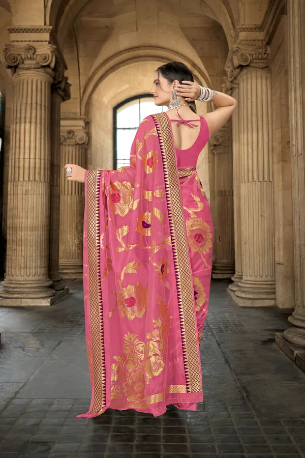 Pink_Organza_Saree_For_Women