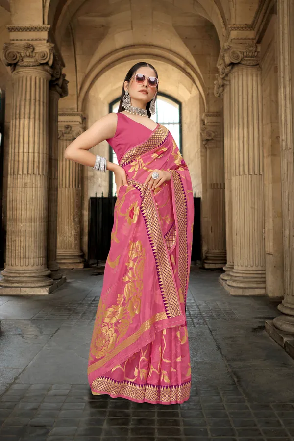 Pink_Organza_Saree_For_Women