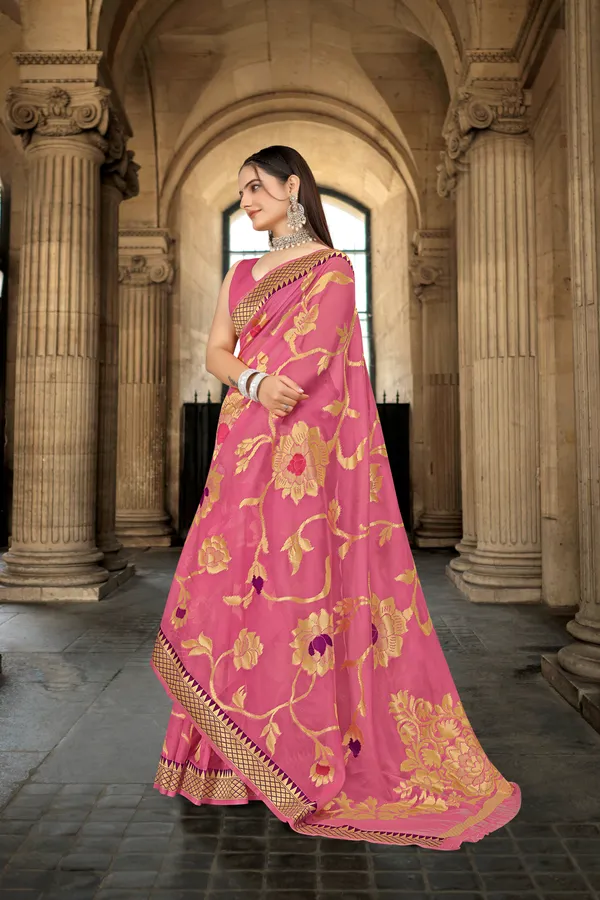 Pink_Organza_Saree_For_Women