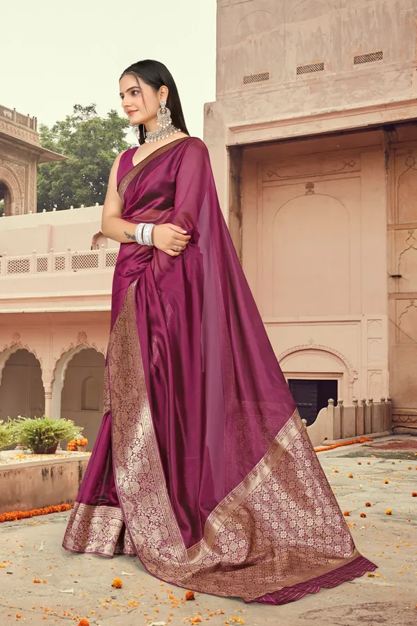 Women_Pure_Organza_Silk_Saree_|_Contrast_Silk_Border_&_Plain_Body_|_Zari_Woven_Party_Wear_with_Unstitched_Blouse