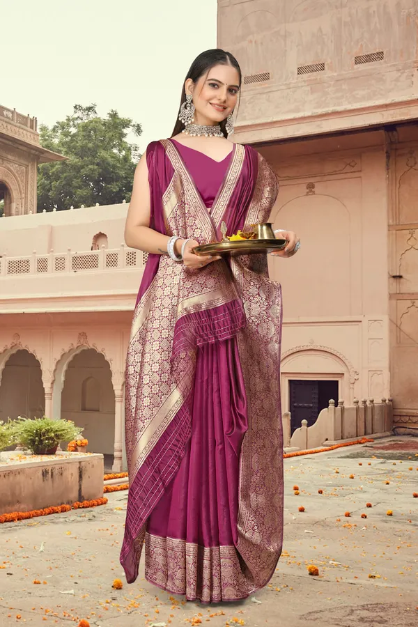 Women_Pure_Organza_Silk_Saree_|_Contrast_Silk_Border_&_Plain_Body_|_Zari_Woven_Party_Wear_with_Unstitched_Blouse