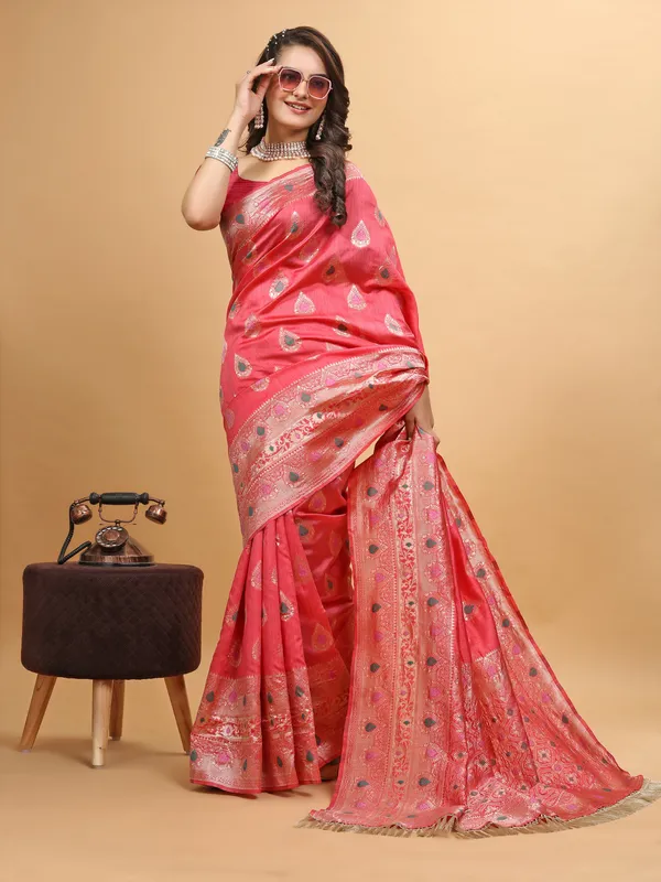 Premium_Cotton_Silk_Sarees_new_collection_for_wedding_Occasion_with_Crustal_Tone_Zari_work_in_a_Bright_and_Beautiful_color