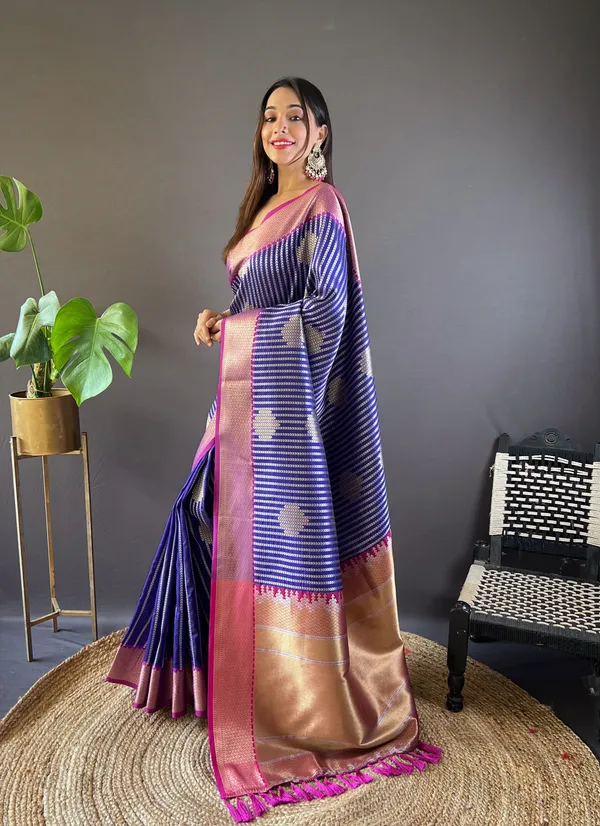 Royal_Blue_Banarasi_Silk_Saree_With_Unstitched_Blouse_Piece_|_For_Women