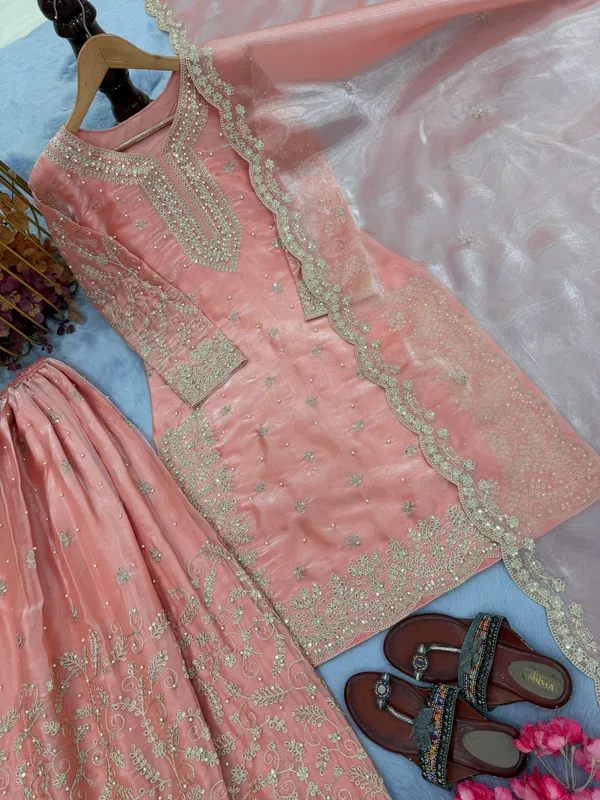 PEACH_PREMIUM_DESIGNER_READYMADE_TOP_PLAZZO_&_DUPATTA