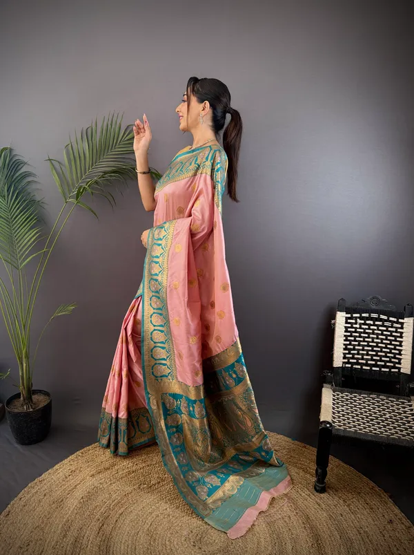 Pink_Banarasi_Silk_Saree_With_Unstitched_Blouse_Piece_|_For_Women
