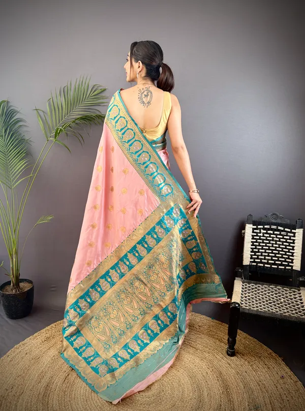 Pink_Banarasi_Silk_Saree_With_Unstitched_Blouse_Piece_|_For_Women