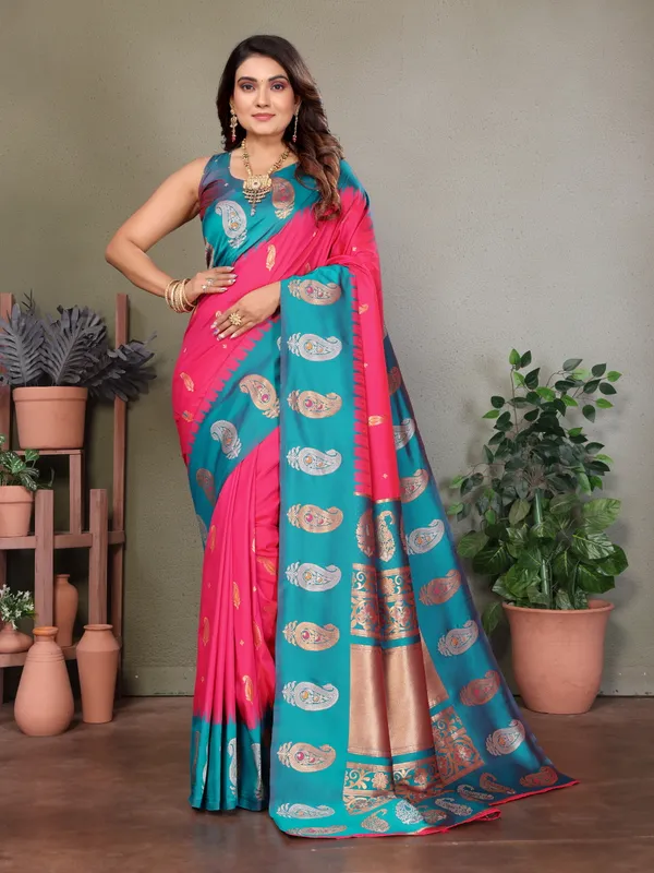 Rani_Banarasi_Silk_Saree_With_Unstitched_Blouse_Piece_|_For_Women