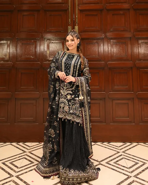 DESIGNER_PARTY_WEAR:_HEAVY_FAUX_GEORGETTE_TOP,_PLAZZO,_AND_DUPATTA_SET