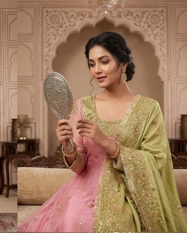 PEACH_COLOUR_SHAVI'S_HEAVY_ROYAL_ELEGENT_ANARKALI_SUIT_SET
