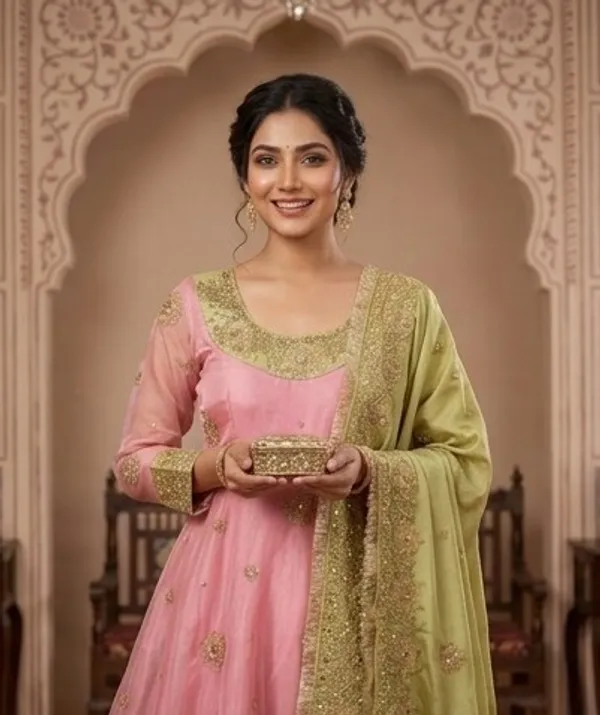 PEACH_COLOUR_SHAVI'S_HEAVY_ROYAL_ELEGENT_ANARKALI_SUIT_SET