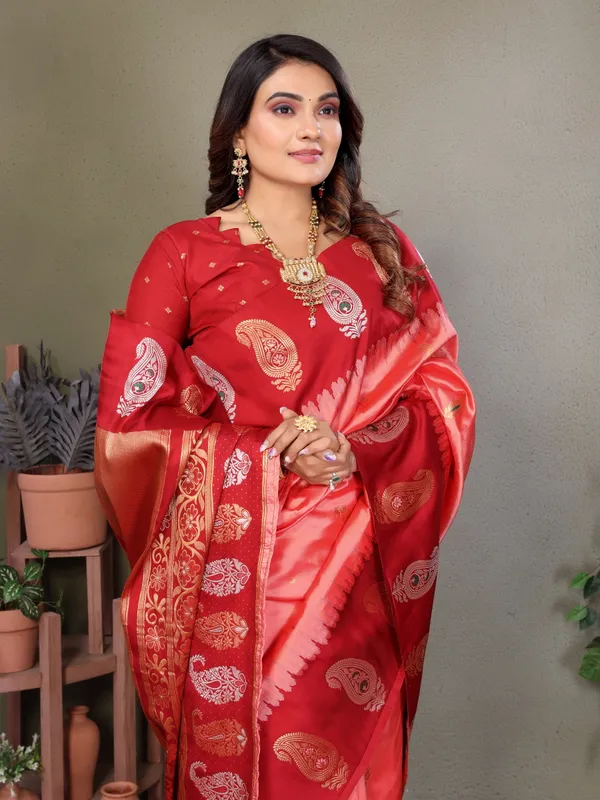 Pink_Red_Banarasi_Satin_Silk_Saree_With_Unstitched_Blouse_Piece_|_For_Women