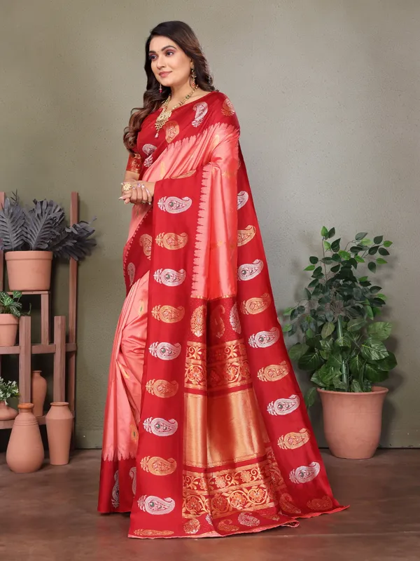Pink_Red_Banarasi_Satin_Silk_Saree_With_Unstitched_Blouse_Piece_|_For_Women