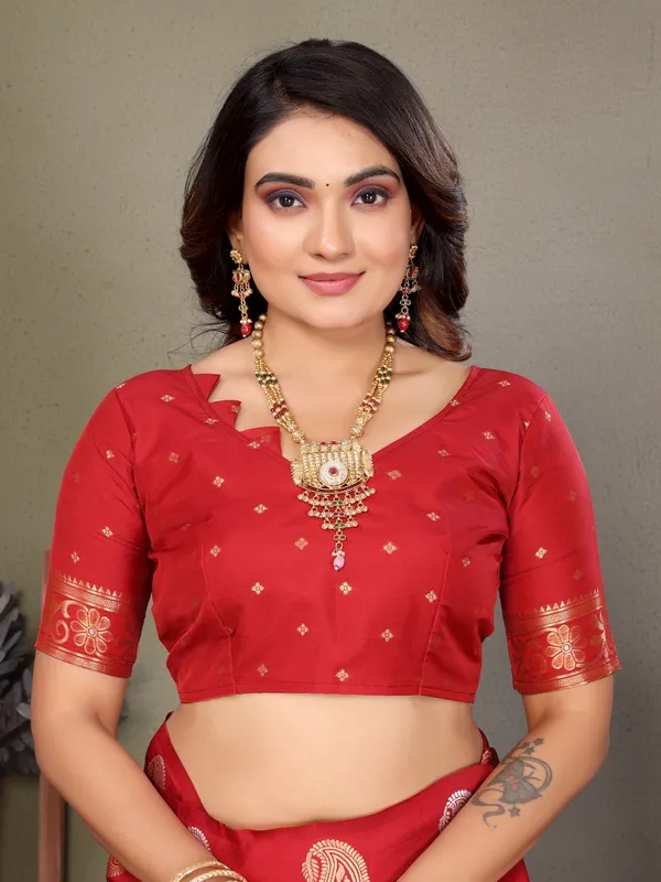 Pink_Red_Banarasi_Satin_Silk_Saree_With_Unstitched_Blouse_Piece_|_For_Women