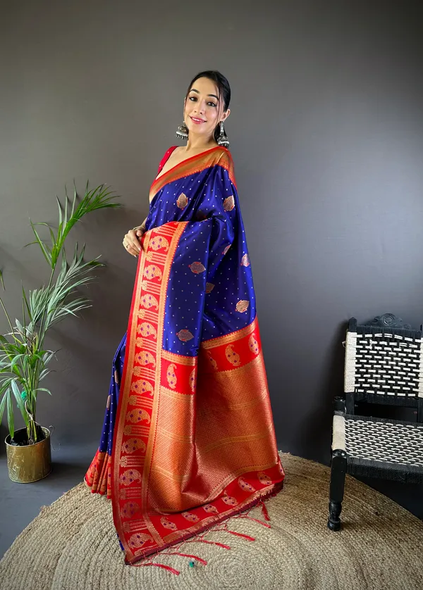 Royal_Blue_Banarasi_Silk_Saree_With_Unstitched_Blouse_Piece_|_For_Women