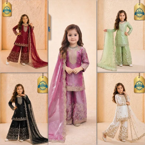 Black_Colour_Kids_Wear_Top_Palazzo_And_Dupatta