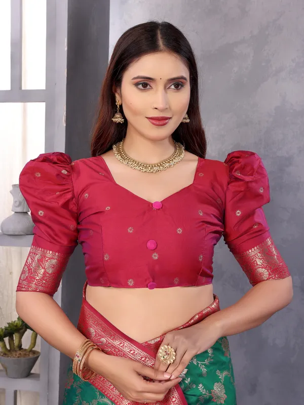 Rama_Banarasi_Silk_Saree_With_Unstitched_Blouse_Piece_|_For_Women