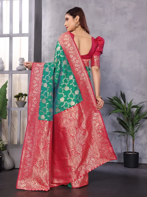 Rama_Banarasi_Silk_Saree_With_Unstitched_Blouse_Piece_|_For_Women