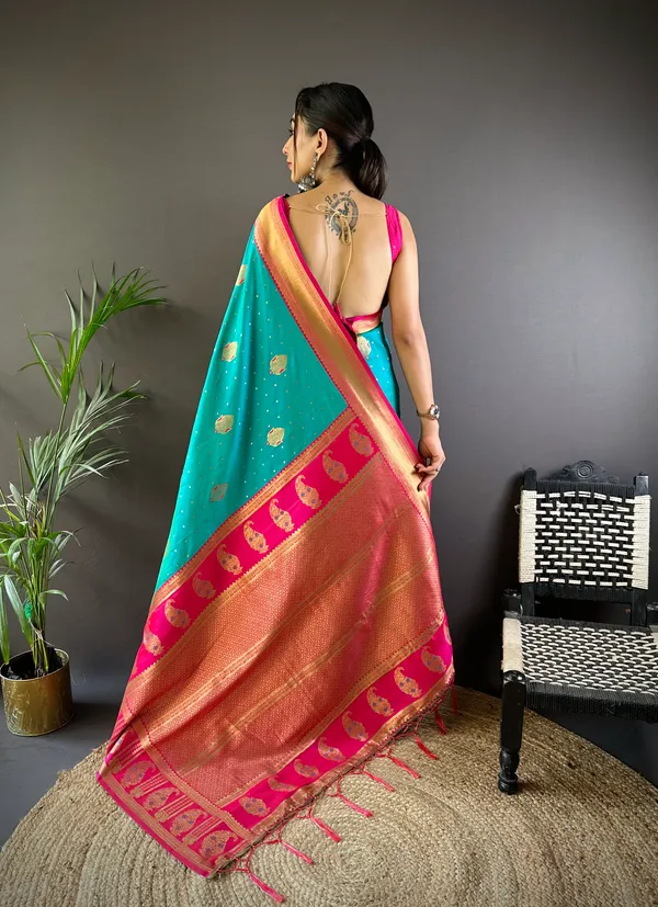 Rama_Banarasi_Silk_Saree_With_Unstitched_Blouse_Piece_|_For_Women