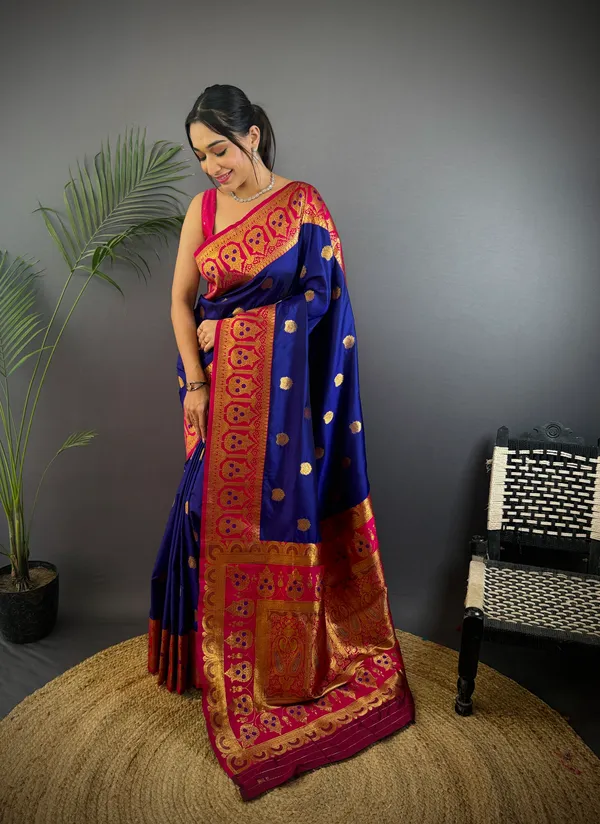 Royal_Blue_Banarasi_Satin_Silk_Saree_With_Unstitched_Blouse_Piece_|_For_Women