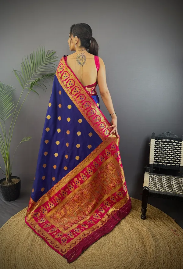 Royal_Blue_Banarasi_Satin_Silk_Saree_With_Unstitched_Blouse_Piece_|_For_Women