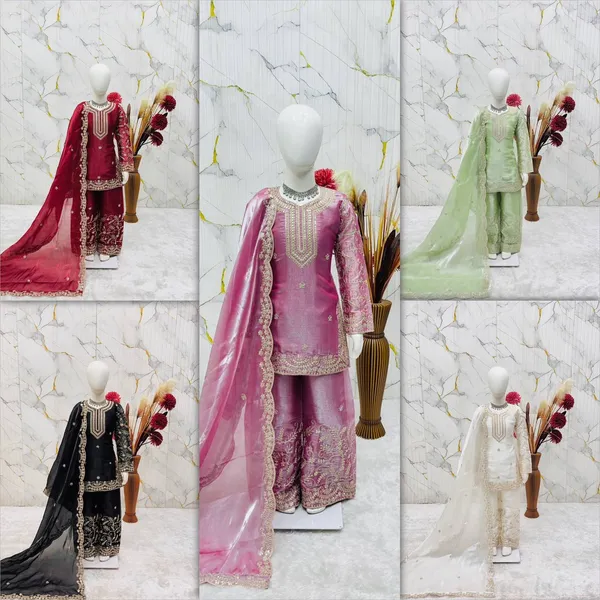 Pista_Green_Colour_Kids_Wear_Top_Palazzo_And_Dupatta