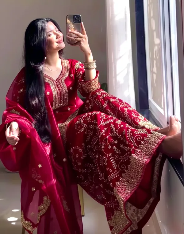 RED_PREMIUM_DESIGNER_READYMADE_TOP_PLAZZO_&_DUPATTA