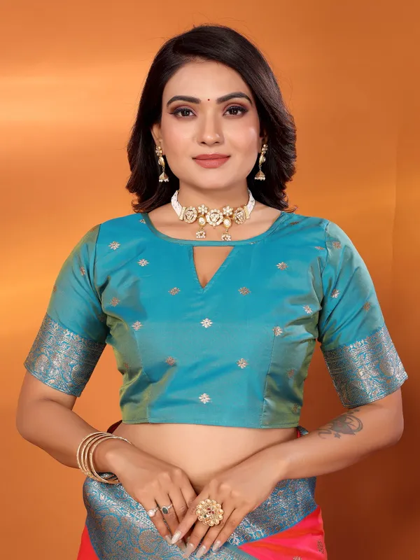 Gajari_Banarasi_Silk_Saree_With_Unstitched_Blouse_Piece_|_For_Women