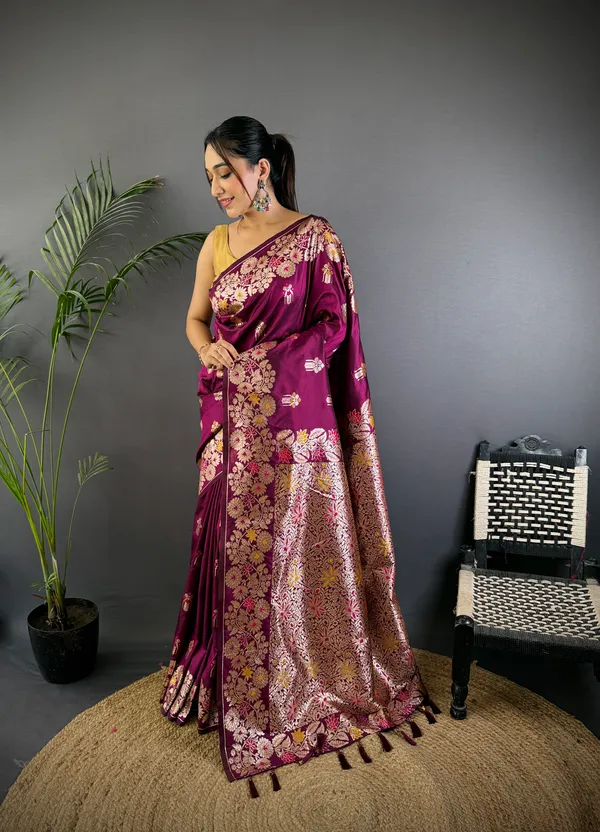 Purple_Falsa_Banarasi_Silk_Saree_With_Unstitched_Blouse_Piece_|_For_Women
